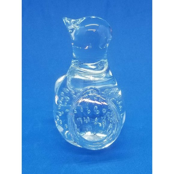 Hand Blown Penguin Bird Bullicante Controlled Bubbles Clear Glass Figurine - Picture 5 of 8